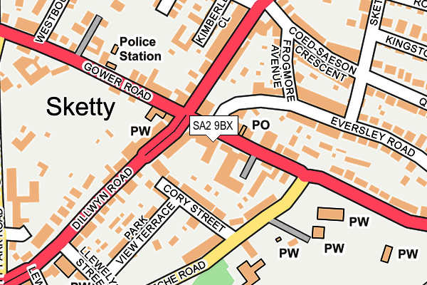 SA2 9BX map - OS OpenMap – Local (Ordnance Survey)