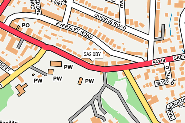 SA2 9BY map - OS OpenMap – Local (Ordnance Survey)