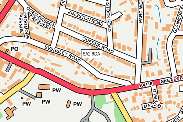 SA2 9DA map - OS OpenMap – Local (Ordnance Survey)