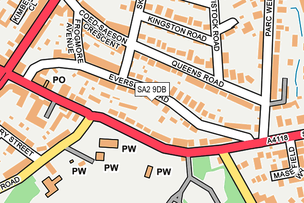 SA2 9DB map - OS OpenMap – Local (Ordnance Survey)