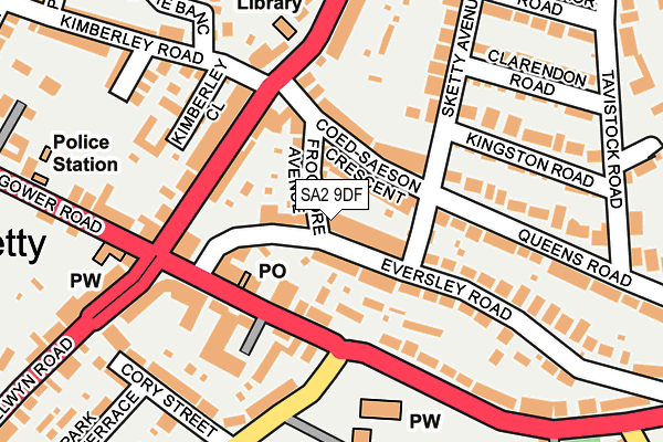 SA2 9DF map - OS OpenMap – Local (Ordnance Survey)