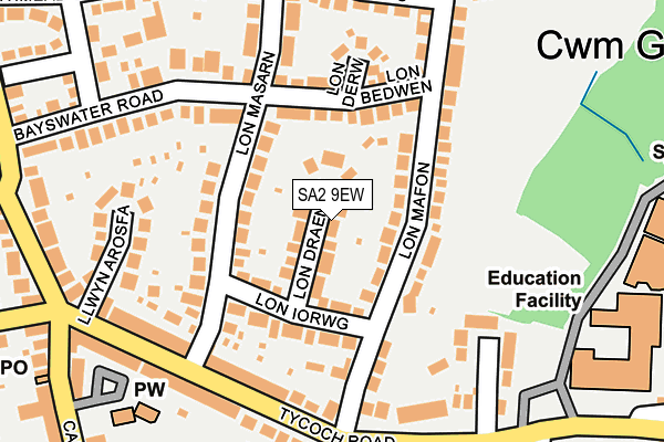SA2 9EW map - OS OpenMap – Local (Ordnance Survey)