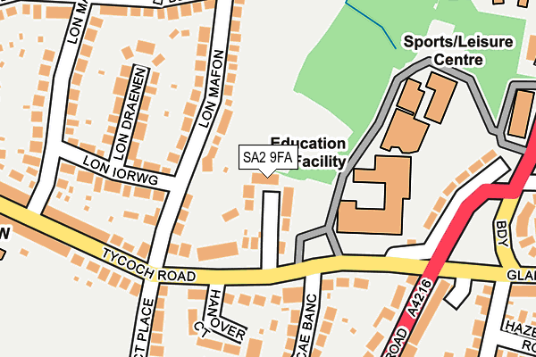 SA2 9FA map - OS OpenMap – Local (Ordnance Survey)