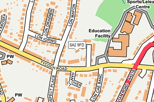 SA2 9FD map - OS OpenMap – Local (Ordnance Survey)