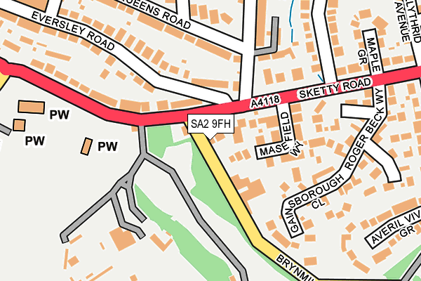 SA2 9FH map - OS OpenMap – Local (Ordnance Survey)