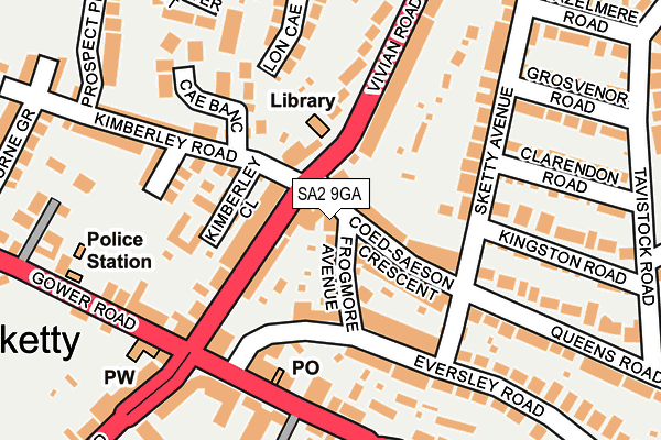 SA2 9GA map - OS OpenMap – Local (Ordnance Survey)