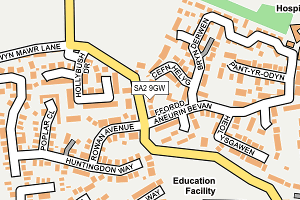 SA2 9GW map - OS OpenMap – Local (Ordnance Survey)