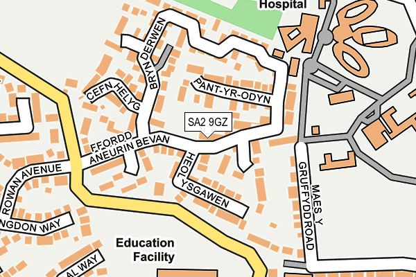 SA2 9GZ map - OS OpenMap – Local (Ordnance Survey)