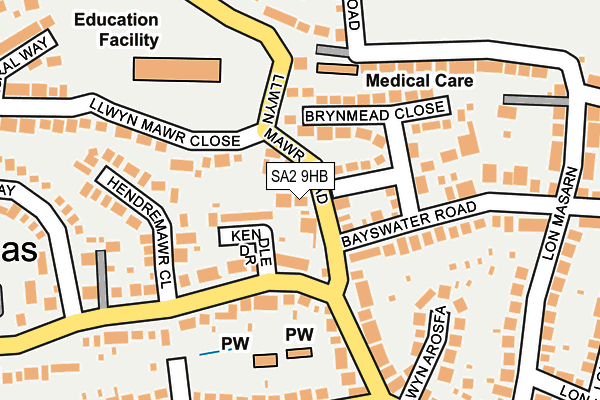 SA2 9HB map - OS OpenMap – Local (Ordnance Survey)