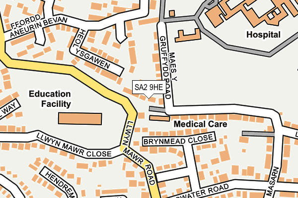 SA2 9HE map - OS OpenMap – Local (Ordnance Survey)
