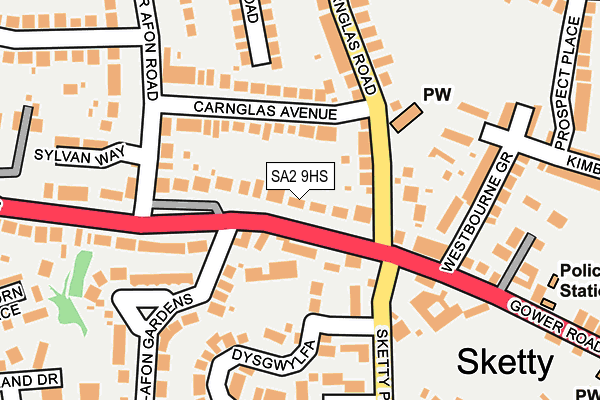 SA2 9HS map - OS OpenMap – Local (Ordnance Survey)