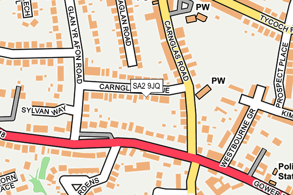 SA2 9JQ map - OS OpenMap – Local (Ordnance Survey)
