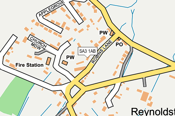 SA3 1AB map - OS OpenMap – Local (Ordnance Survey)