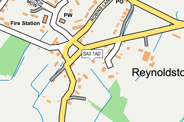 SA3 1AD map - OS OpenMap – Local (Ordnance Survey)