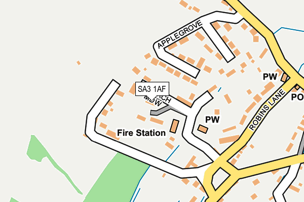 SA3 1AF map - OS OpenMap – Local (Ordnance Survey)