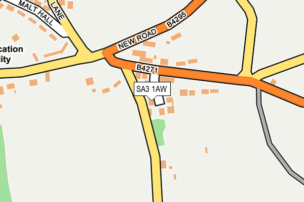 SA3 1AW map - OS OpenMap – Local (Ordnance Survey)