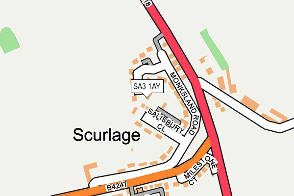 SA3 1AY map - OS OpenMap – Local (Ordnance Survey)