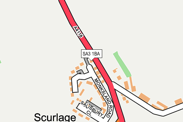 SA3 1BA map - OS OpenMap – Local (Ordnance Survey)