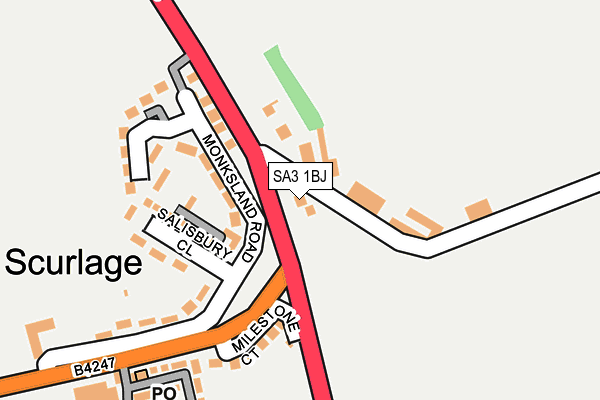 SA3 1BJ map - OS OpenMap – Local (Ordnance Survey)