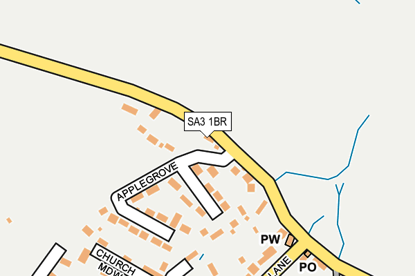 SA3 1BR map - OS OpenMap – Local (Ordnance Survey)