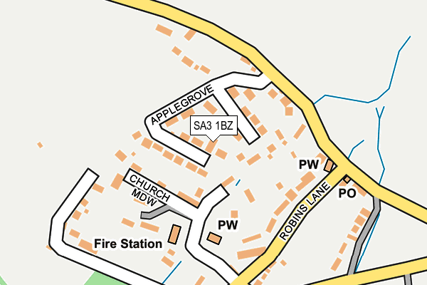 SA3 1BZ map - OS OpenMap – Local (Ordnance Survey)