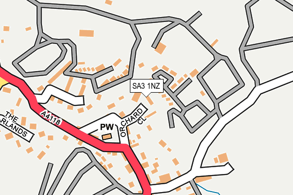 SA3 1NZ map - OS OpenMap – Local (Ordnance Survey)