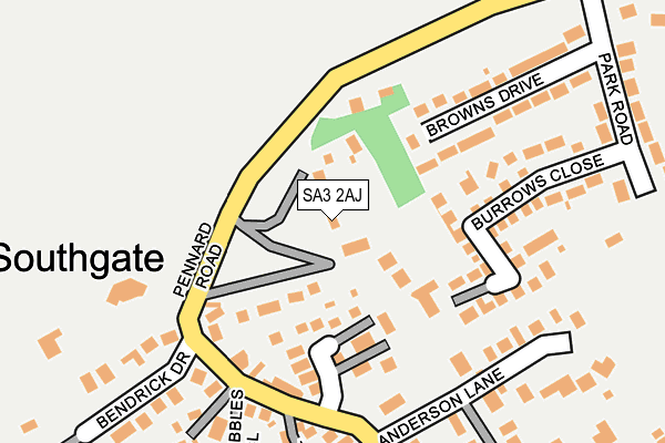 SA3 2AJ map - OS OpenMap – Local (Ordnance Survey)