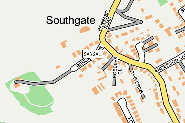 SA3 2AL map - OS OpenMap – Local (Ordnance Survey)