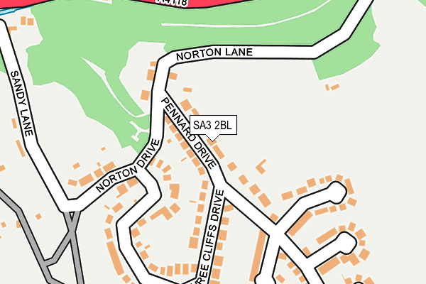 SA3 2BL map - OS OpenMap – Local (Ordnance Survey)