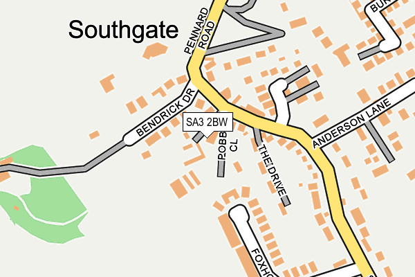 SA3 2BW map - OS OpenMap – Local (Ordnance Survey)