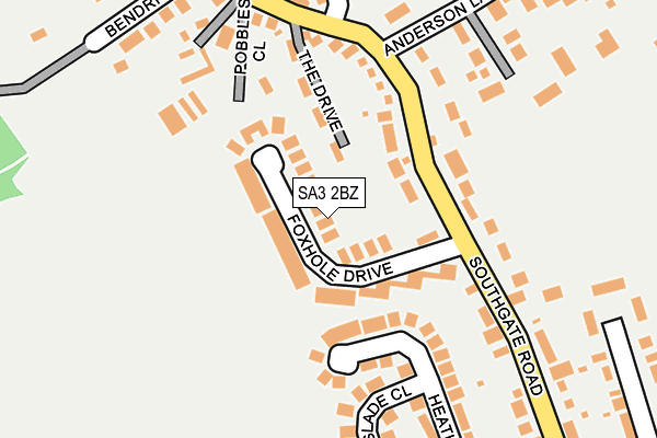 SA3 2BZ map - OS OpenMap – Local (Ordnance Survey)