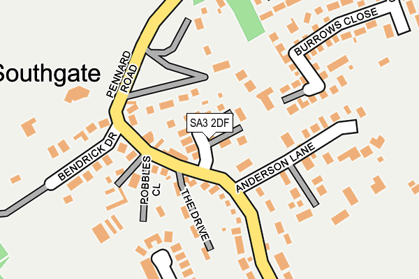 SA3 2DF map - OS OpenMap – Local (Ordnance Survey)