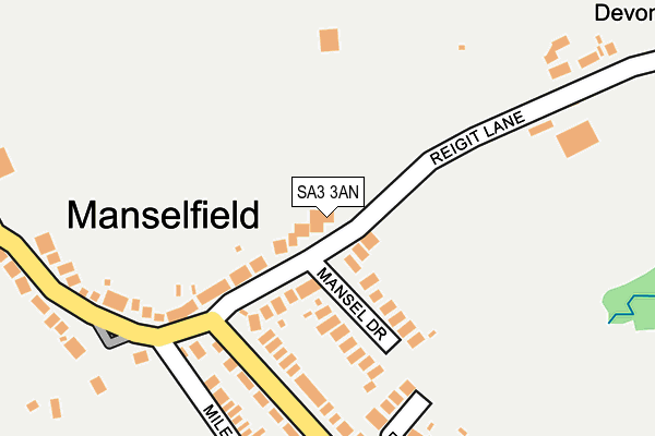 SA3 3AN map - OS OpenMap – Local (Ordnance Survey)