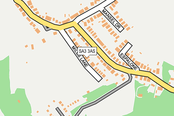 SA3 3AS map - OS OpenMap – Local (Ordnance Survey)