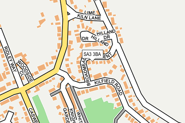 SA3 3BA map - OS OpenMap – Local (Ordnance Survey)