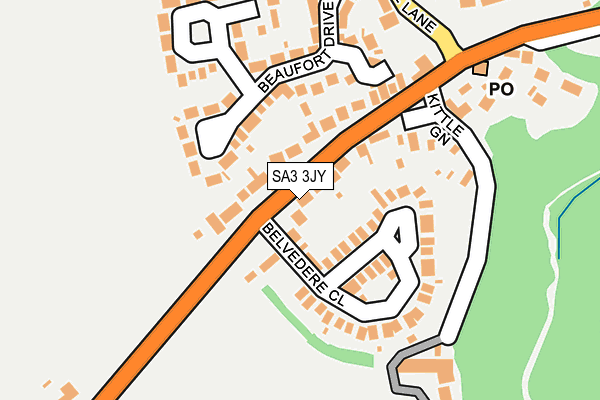 SA3 3JY map - OS OpenMap – Local (Ordnance Survey)