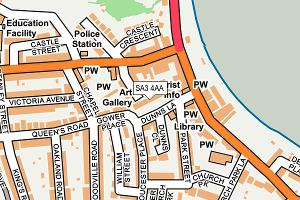 SA3 4AA map - OS OpenMap – Local (Ordnance Survey)