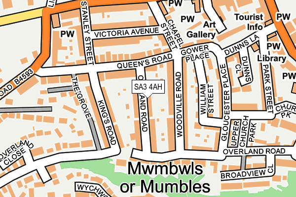 SA3 4AH map - OS OpenMap – Local (Ordnance Survey)