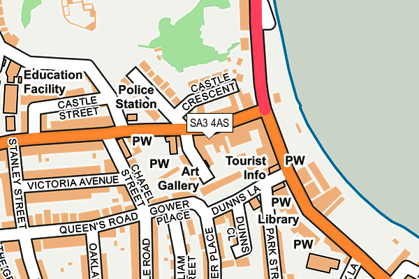 SA3 4AS map - OS OpenMap – Local (Ordnance Survey)