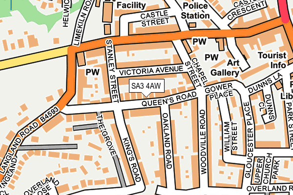 SA3 4AW map - OS OpenMap – Local (Ordnance Survey)