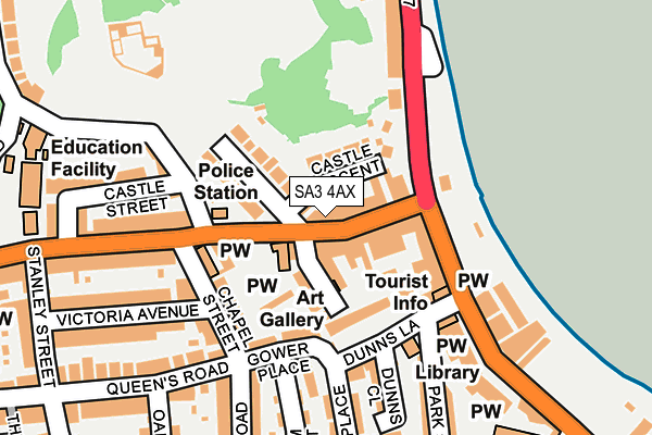 SA3 4AX map - OS OpenMap – Local (Ordnance Survey)