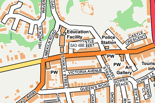 SA3 4BE map - OS OpenMap – Local (Ordnance Survey)