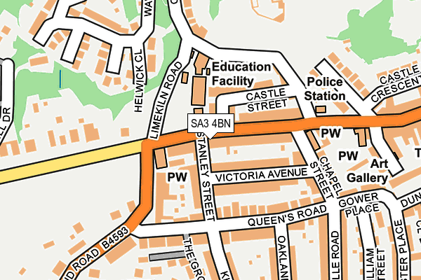 SA3 4BN map - OS OpenMap – Local (Ordnance Survey)