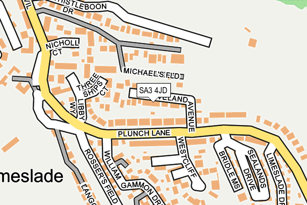 SA3 4JD map - OS OpenMap – Local (Ordnance Survey)
