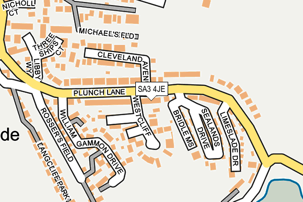 SA3 4JE map - OS OpenMap – Local (Ordnance Survey)