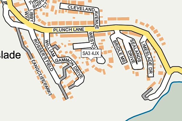 SA3 4JX map - OS OpenMap – Local (Ordnance Survey)