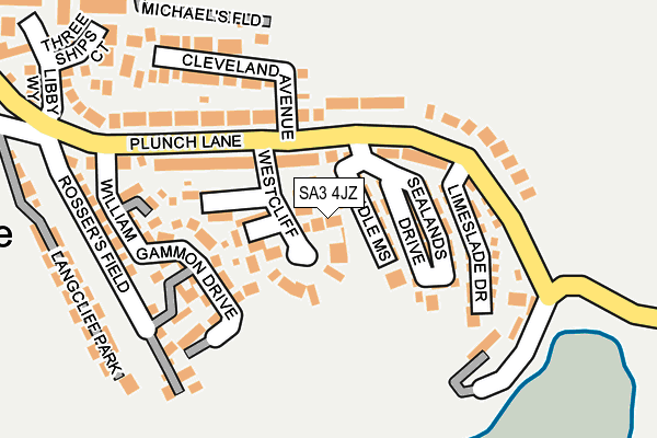 SA3 4JZ map - OS OpenMap – Local (Ordnance Survey)