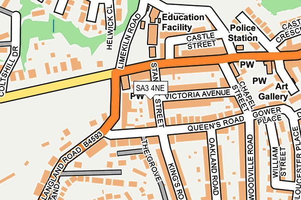 SA3 4NE map - OS OpenMap – Local (Ordnance Survey)