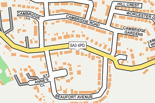 SA3 4PD map - OS OpenMap – Local (Ordnance Survey)