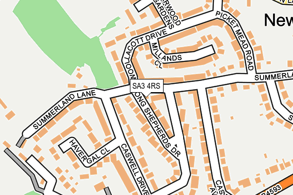 SA3 4RS map - OS OpenMap – Local (Ordnance Survey)